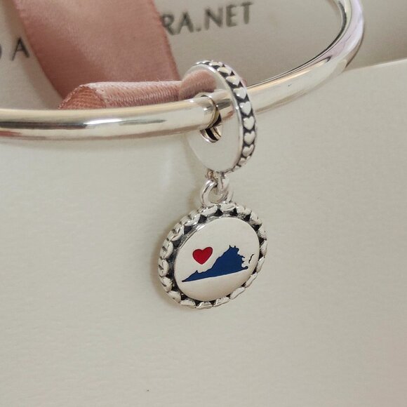 Pandora Virginia Lovers USA Travel Destination Dangle Charm S925 Silver with box - Picture 3 of 6